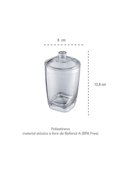 Porta Algodao Cotonete Transparente Banheiro 300ml