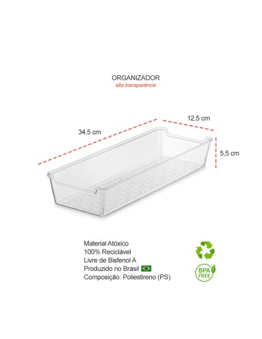 Organizador de Gaveta Cesto Transparente Caixa...