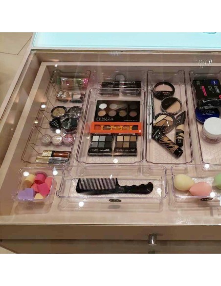 Organizador de Gaveta Cesto Transparente Caixa Retangular