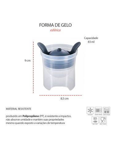 Forma de Gelo Esférica Whisky Drinks Coquetéis...