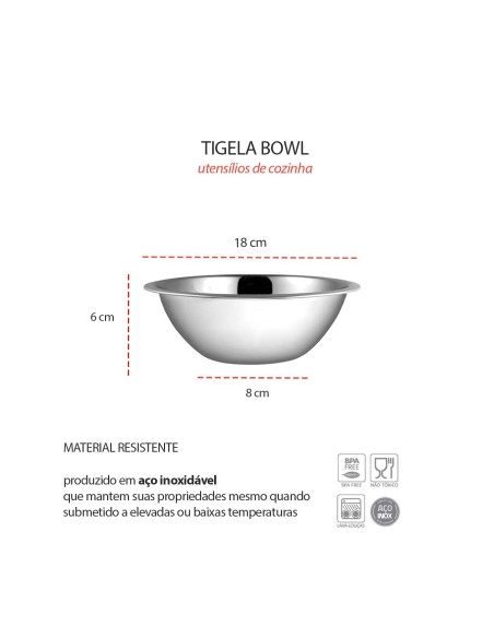 Tigela Bowl Pote Cumbuca Saladeira Pequena Aço Inox