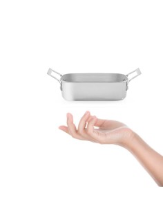 Travessa Mini Alça Inox Couvert Servir Entradas Buffet 440ml