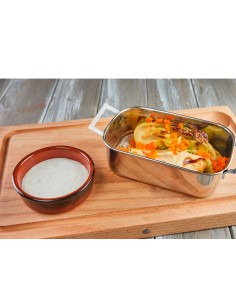 Travessa Mini Alça Inox Couvert Servir Entradas Buffet 440ml 2