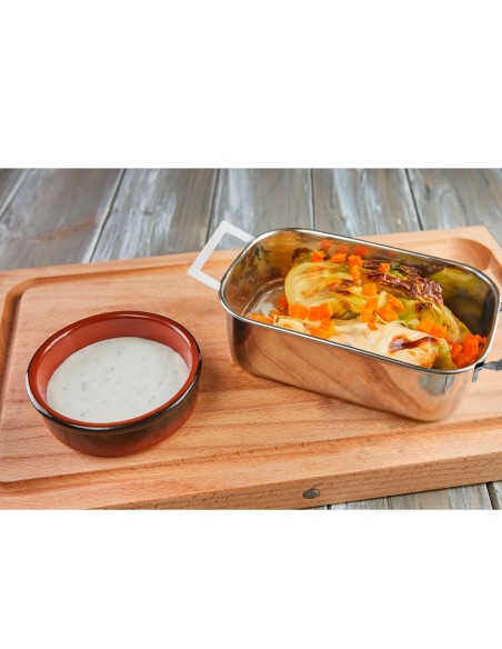 Travessa Mini Alça Inox Couvert Servir Entradas Buffet 440ml