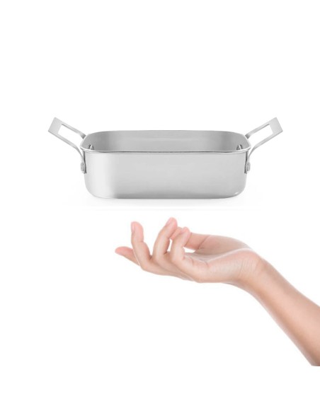 Travessa Mini Alça Inox Couvert Servir Entradas Buffet 1,1L