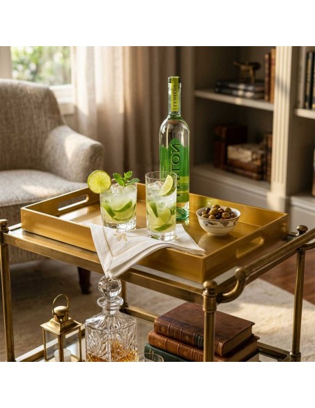 Bandeja Retangular Dourado Plástico Organizador Bar Drinks