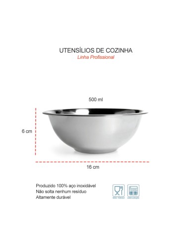 Tigela Inox Pequena Buffet Cozinha Profissional...