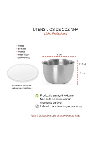 Tigela Bowl Mini Inox e Tampa Doces Finger Food...