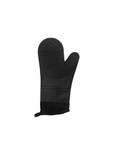 Luva de Cozinha Churrasco Silicone Preto e Forro Tecido