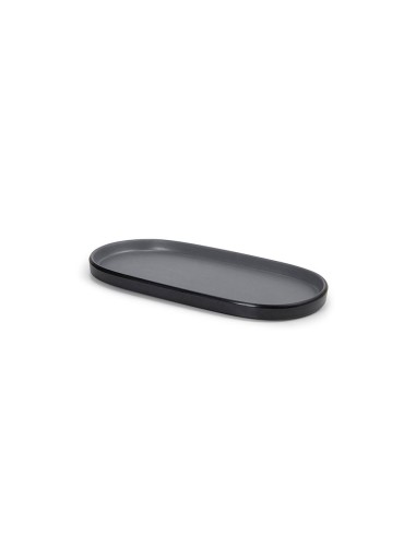 Bandeja Prato Oval Petisqueira Preto Melamina 23cm