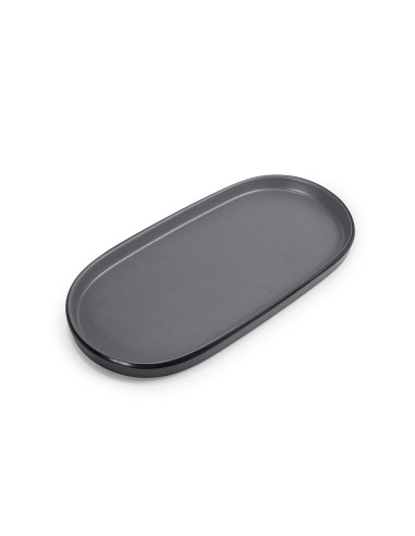 Bandeja Prato Oval Petisqueira Preto Melamina 23cm