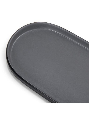 Bandeja Prato Oval Petisqueira Preto Melamina 23cm