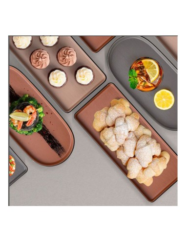 Bandeja Prato Oval Petisqueira Preto Melamina 23cm