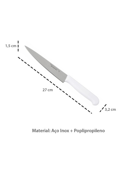 Faca de Cozinha Chef 6" Cortar Picar Fatiar Inox Cabo Branco