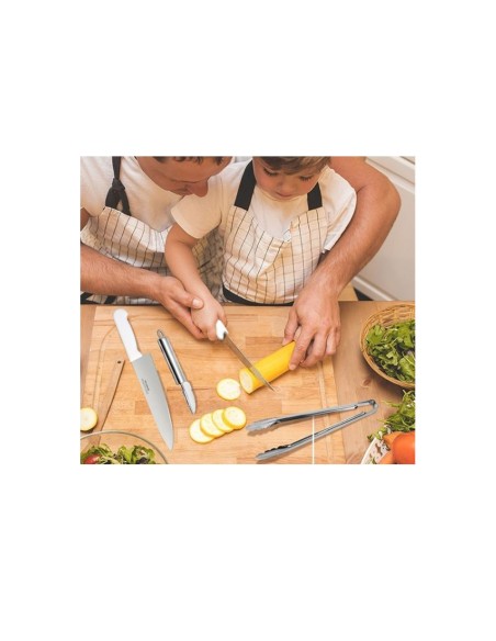 Faca de Cozinha Chef 6" Cortar Picar Fatiar Inox Cabo Branco