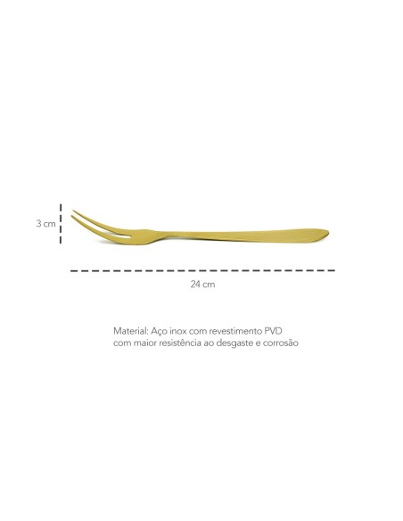 Garfo Trinchante Dourado Utensilio de Cozinha Aço Inox 1un