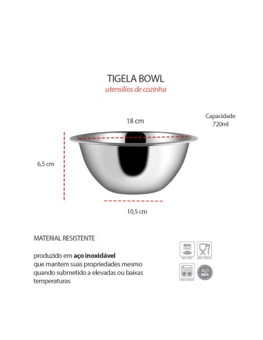 Tigela Bowl Pote Cumbuca Saladeira Pequena  Aço...