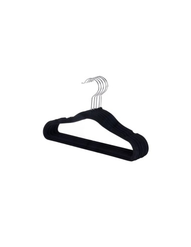 Cabide de Veludo Preto Slim Cava Lingerie Roupa Pequena 5un