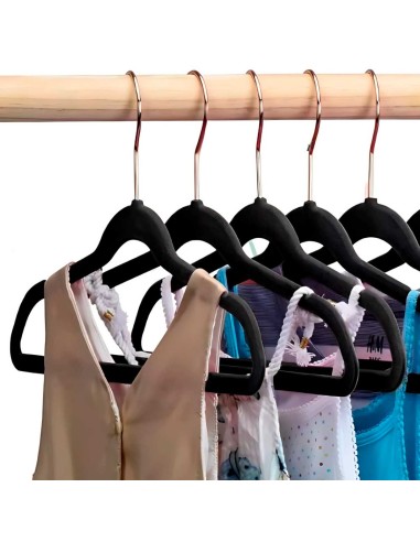 Cabide de Veludo Preto Slim Cava Lingerie Roupa...