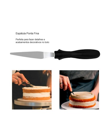 Espatula para Bolo Reta Angular Ponta Fina Inox...