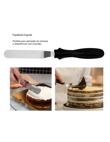 Espatula para Bolo Reta Angular Ponta Fina Inox...