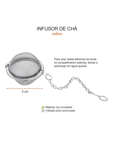 Infusor de Cha Esfera Capsula Redonda Peneira...