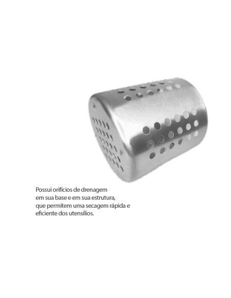 Porta Talheres Utensilios Suporte Aço Inox 12,5cm