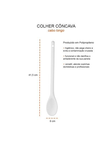 Colher Branca Profissional Cabo Longo...