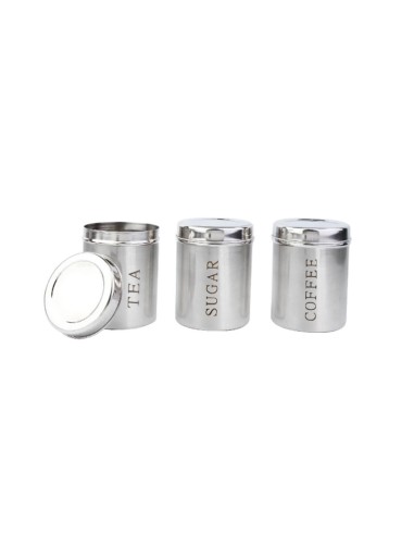 Porta Mantimentos Pote Cafe Acucar Cha Tampa Inox 3un