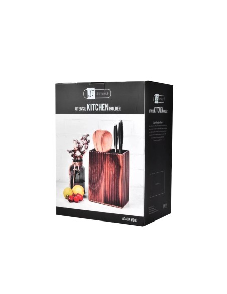 Porta Facas e Utensilios Cepo Madeira Resistente Canutilhos