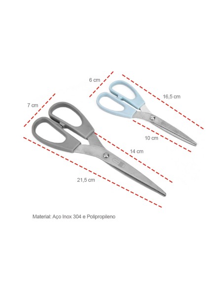 Tesoura Multiuso Inox Alta Resistencia Kit 2un