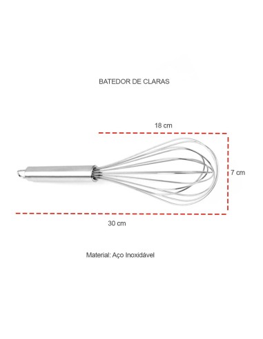 Batedor de Claras Fouet Manual Inox 30cm