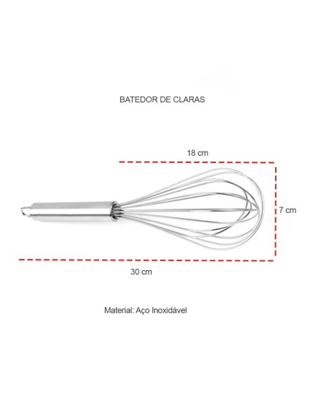 Batedor de Claras Fouet Manual Inox 30cm