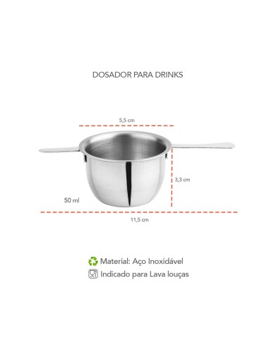 Dosador de Drinks Doses Aço Inox 50ml