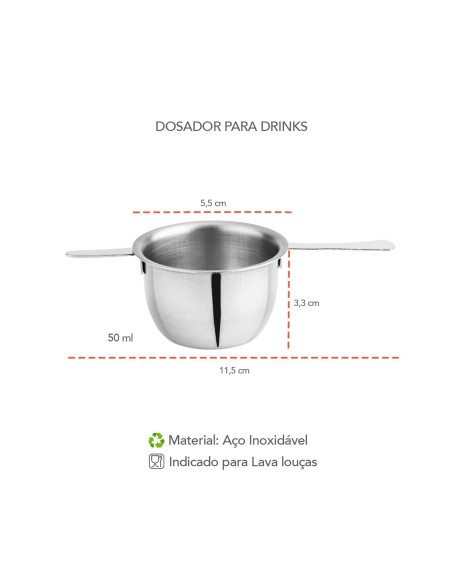 Dosador de Drinks Doses Aço Inox 50ml