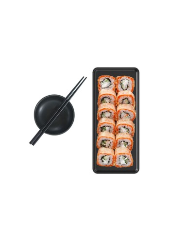 Bandeja Preta Retangular Cafeteria Sushi Bistro...