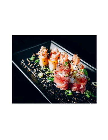 Bandeja Preta Retangular Cafeteria Sushi Bistro...