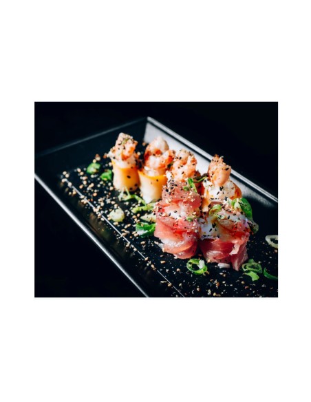 Bandeja Preta Retangular Cafeteria Sushi Bistro Bar 27cm