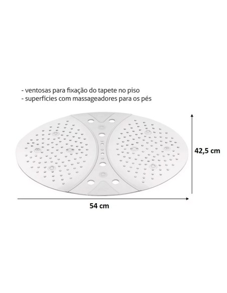 Tapete para Box de Banheiro com Ventosas Fixação Preto