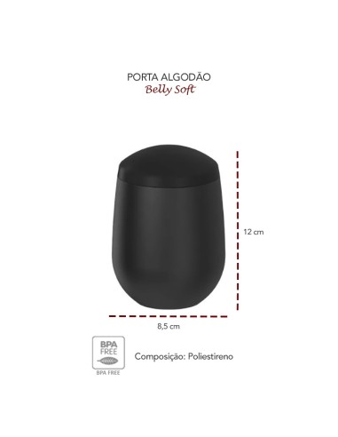 Porta Algodao Cotonete Preto Acessorio Banheiro...