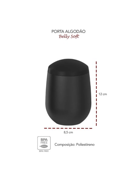 Porta Algodao Cotonete Preto Acessorio Banheiro 1un