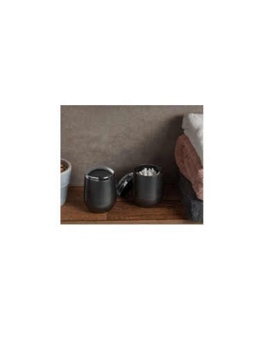 Porta Algodao Cotonete Cinza Grafite Prata Cromado