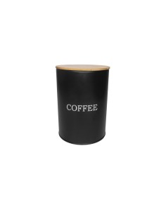 Pote Cafe Porta Mantimento Aço Preto Tampa Bambu Lata 1,4L