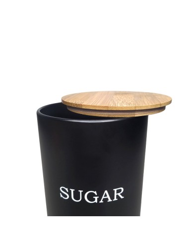 Pote Açucar Porta Mantimento Aço Preto Tampa...