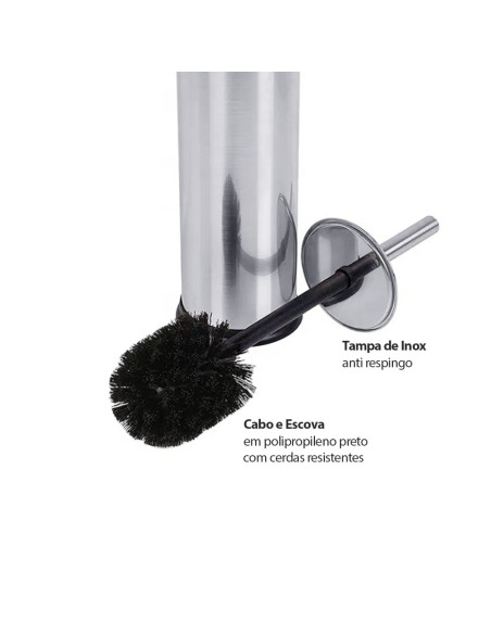 Escova Sanitaria e Porta Papel Higienico Suporte Inox Preto