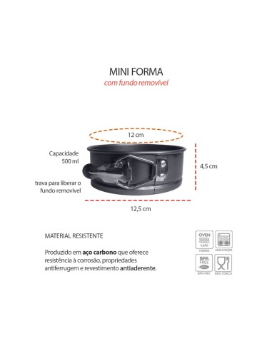 Forma Antiaderente Mini Bolo Assadeira Fundo...
