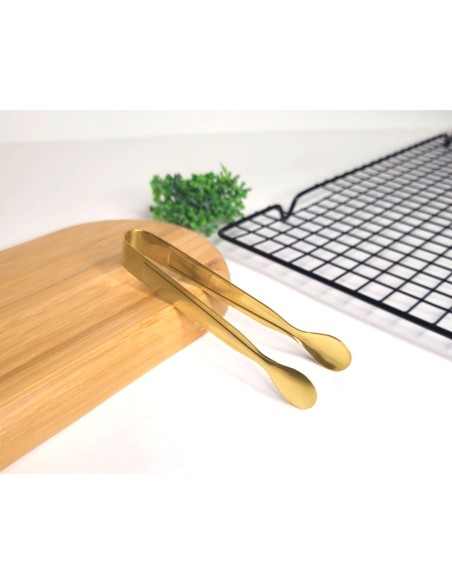 Pegador Dourado Frios Gelo Açucar Mini Pinça Inox Bar Buffet