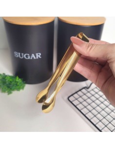 Pegador Dourado Frios Gelo Açucar Mini Pinça Inox Bar Buffet 2