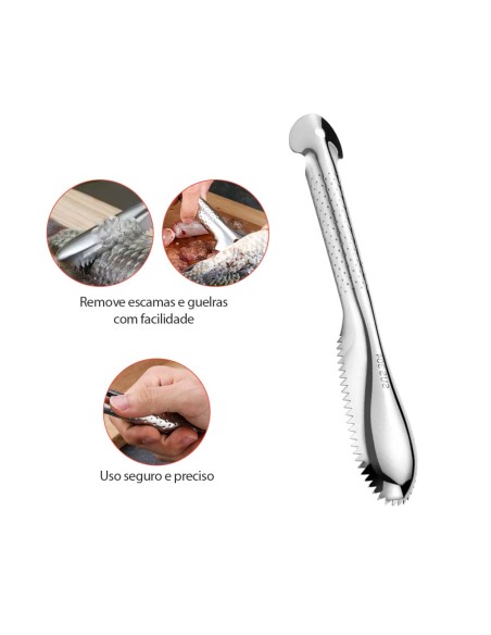 Espatula Raspador Limpador de Escamas de Peixe Aço Inox