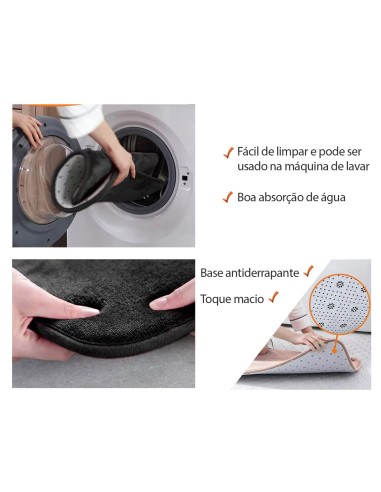 Tapete de Banheiro Preto Antiderrapante...